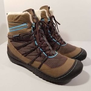 J-41 Kansas Weather-Ready Winter Boots Womens Size 9.5M Espresso Blue Faux Fur